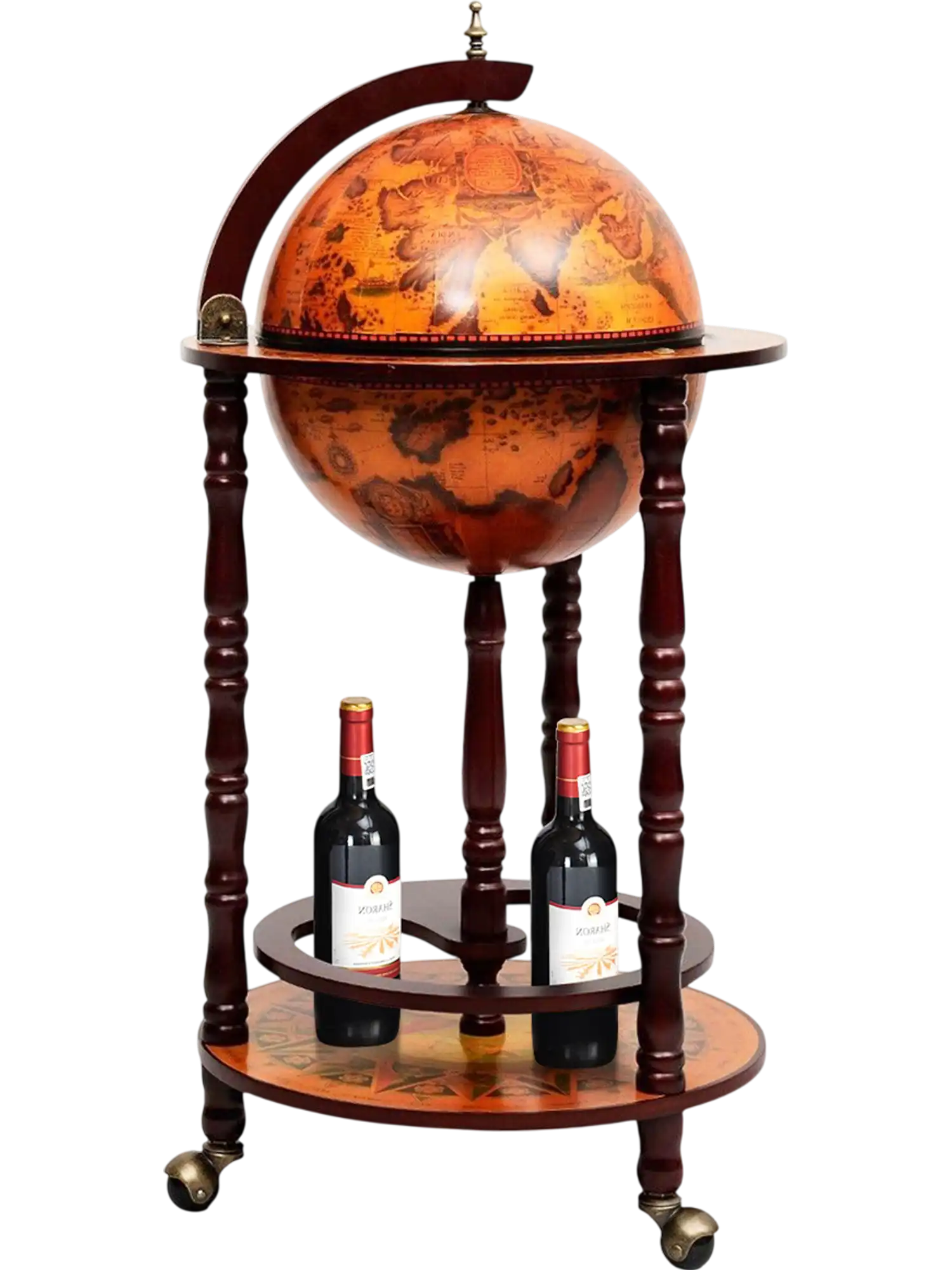 Costway 16th Century Wood Globe Wine Bar Stand 47385902 New