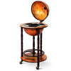 16th Century wood globe wine bar stand with solid wood construction and removable lower shelf for versatile use.