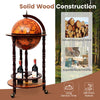 16th Century wood globe wine bar stand made of solid eucalyptus wood, featuring a large tabletop and removable lower.
