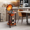 16th Century wood globe wine bar stand with solid wood construction and removable lower shelf for stylish storage.