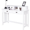 White home office writing desk with 4 drawers and a floating organizer, perfect for a tidy and efficient workspace.