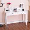 Home office writing desk in white with a floating organizer, featuring a spacious surface and stylish design for.