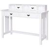 Home office writing desk with solid wood legs, featuring 4 drawers and a floating organizer for efficient workspace.