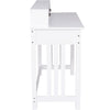 White home office writing desk featuring a solid wood leg and four front-access drawers for efficient organization.