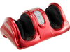Therapeutic Shiatsu foot massager in red with high-intensity rollers, remote control, and removable washable sleeves.