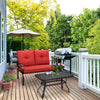 2 Pieces Patio Outdoor Cushioned Coffee Table Seat-Red - Gallery View 1 of 12