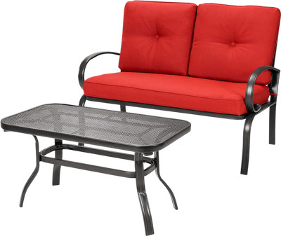 Costway 2-Piece Outdoor Patio Cushioned Loveseat Coffee Table Set 41736289 New