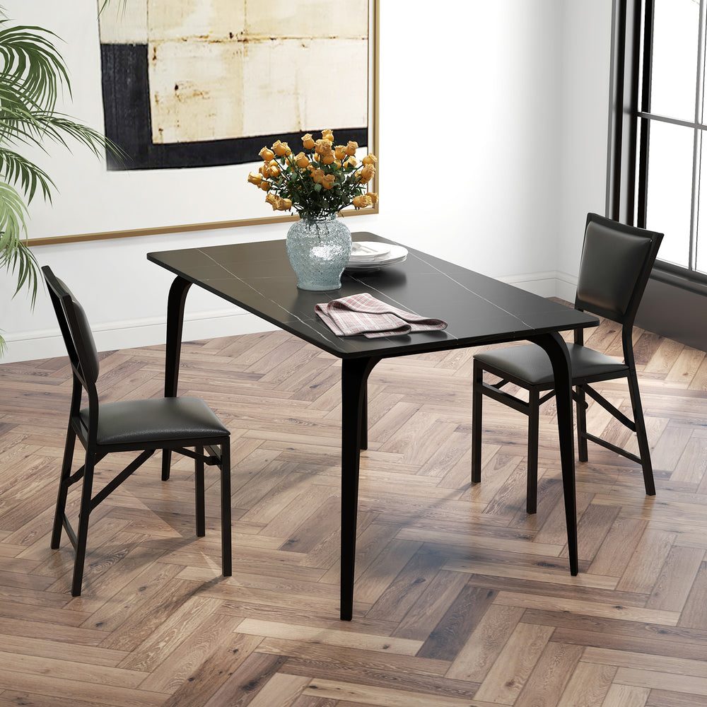 Set of 2 metal folding dining chairs with ergonomic design, black finish, perfect for dining rooms or events.