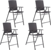 Set of 4 Folding Rattan Bar Chairs with Footrests and Armrests for Outdoors and Indoors