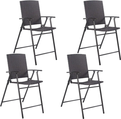 Costway Set of 4 Folding Rattan Bar Chairs w/ Footrests & Armrests 16247538 New