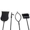 Five-piece fireplace tool set featuring a poker, brush, shovel, and log lifter in durable black metal for indoor or.