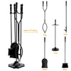 5 pieces fireplace tool set with poker, brush, shovel, and log lifter, featuring a durable metal construction for.