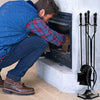 Close-up of the sturdy shovel from the 5-piece fireplace tool set, showcasing its heavy-duty metal and rustic design.