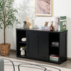 Kitchen Storage Cupboard Cabinet with Sliding Door-Black - Gallery View 1 of 11