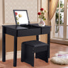 Vanity Makeup Dressing Table Set with Flip Top Mirror and Cushioned Stool-Black - Gallery View 1 of 13