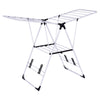 Portable laundry drying rack showcasing its foldable design, featuring two adjustable wings for versatile drying.