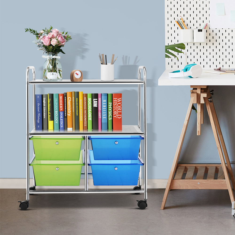 4 Drawers Shelves Rolling Storage Cart Rack-Green - Gallery View 1 of 9