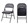 Folding chair set with upholstered seat and fabric backrest, featuring a durable design for easy storage and stability.