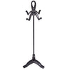 Wrought iron fireplace tool stand with a stylish loop top design, perfect for organizing fireplace accessories.