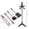 5-piece rustic wrought iron fireplace tools set with a stylish black loop top design, including a shovel, brush, and.