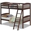 Costway Hardwood Twin Bunk Beds with Inclined Ladder and Safety Guardrails New