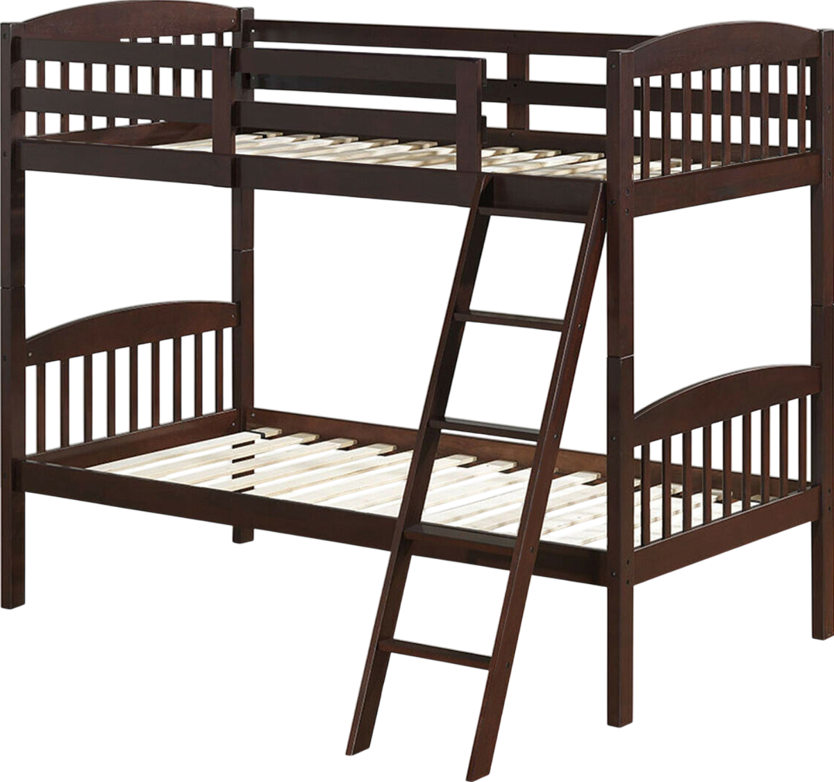 Costway Hardwood Twin Bunk Beds with Inclined Ladder and Safety Guardrails New