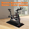 High-density PVC equipment mat, 47 x 24 x 0.3 inches, for noise reduction and shock absorption under exercise bikes.