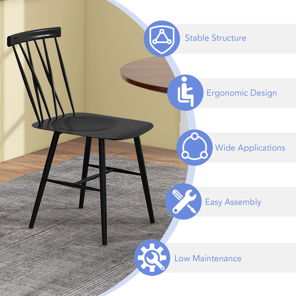Modern dining chair with ergonomic backrest, made of premium steel, suitable for various spaces, easy to assemble.