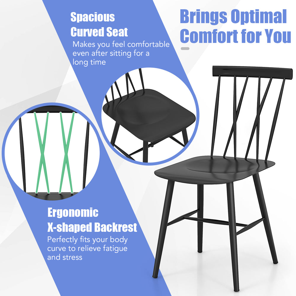 Set of 2 modern dining chairs with ergonomic backrest and curved seat design for optimal comfort and support.
