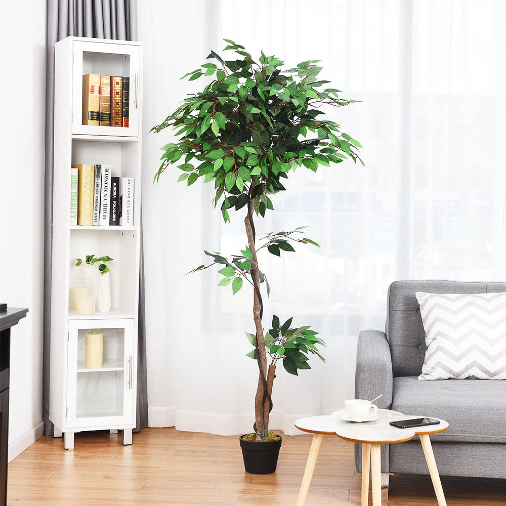 5.5 feet artificial ficus tree with adjustable branches and a natural appearance, ideal for enhancing indoor spaces.
