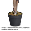 Artificial ficus tree with cement base and simulated moss, perfect for home or office decor, providing a natural look.