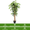 5-foot artificial bamboo silk tree with realistic leaves in a black pot, perfect for indoor or outdoor decoration.