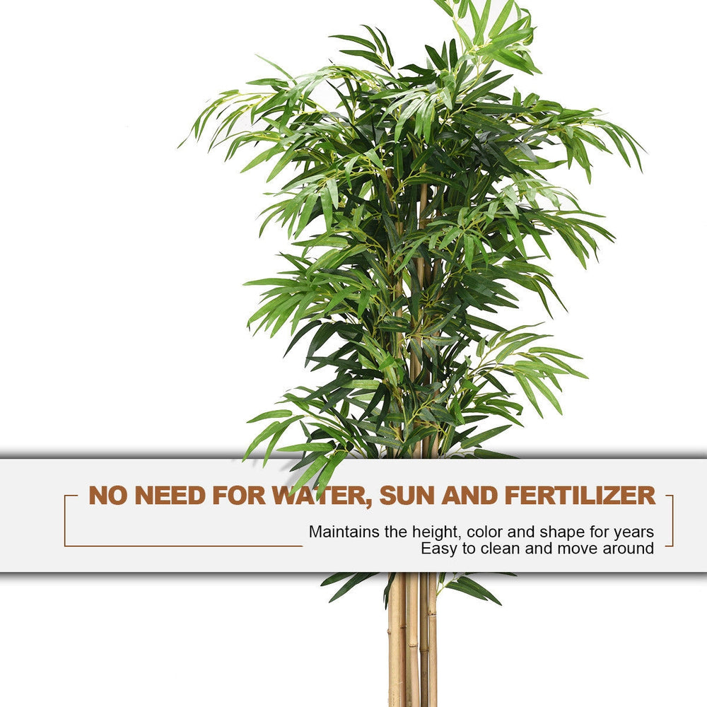 5-foot artificial bamboo silk tree with 8 trunks and 1095 leaves, ideal for indoor-outdoor decoration without.