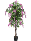6-feet artificial wisteria tree with pink flowers, adjustable branches, and a cement base, perfect for indoor or.