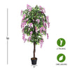 6-foot artificial wisteria tree with 2 trunks and 1260 leaves, ideal for indoor or outdoor decoration.