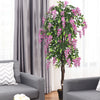 6-feet artificial wisteria tree with pink flowers and green leaves, perfect for indoor or outdoor decoration.