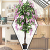 6-feet artificial wisteria tree with pink flowers, perfect for indoor or outdoor decoration in living rooms or lobbies.