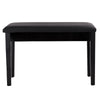 Black solid wood piano bench with PU leather padding and storage compartment, ideal for music settings and easy to.