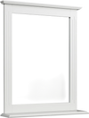 Wall-mounted white vanity mirror with shelf, featuring high-quality MDF and elegant groove design for versatile home.