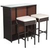 Costway Outdoor Rattan Wicker Bar Set with 2 Cushioned Stools New