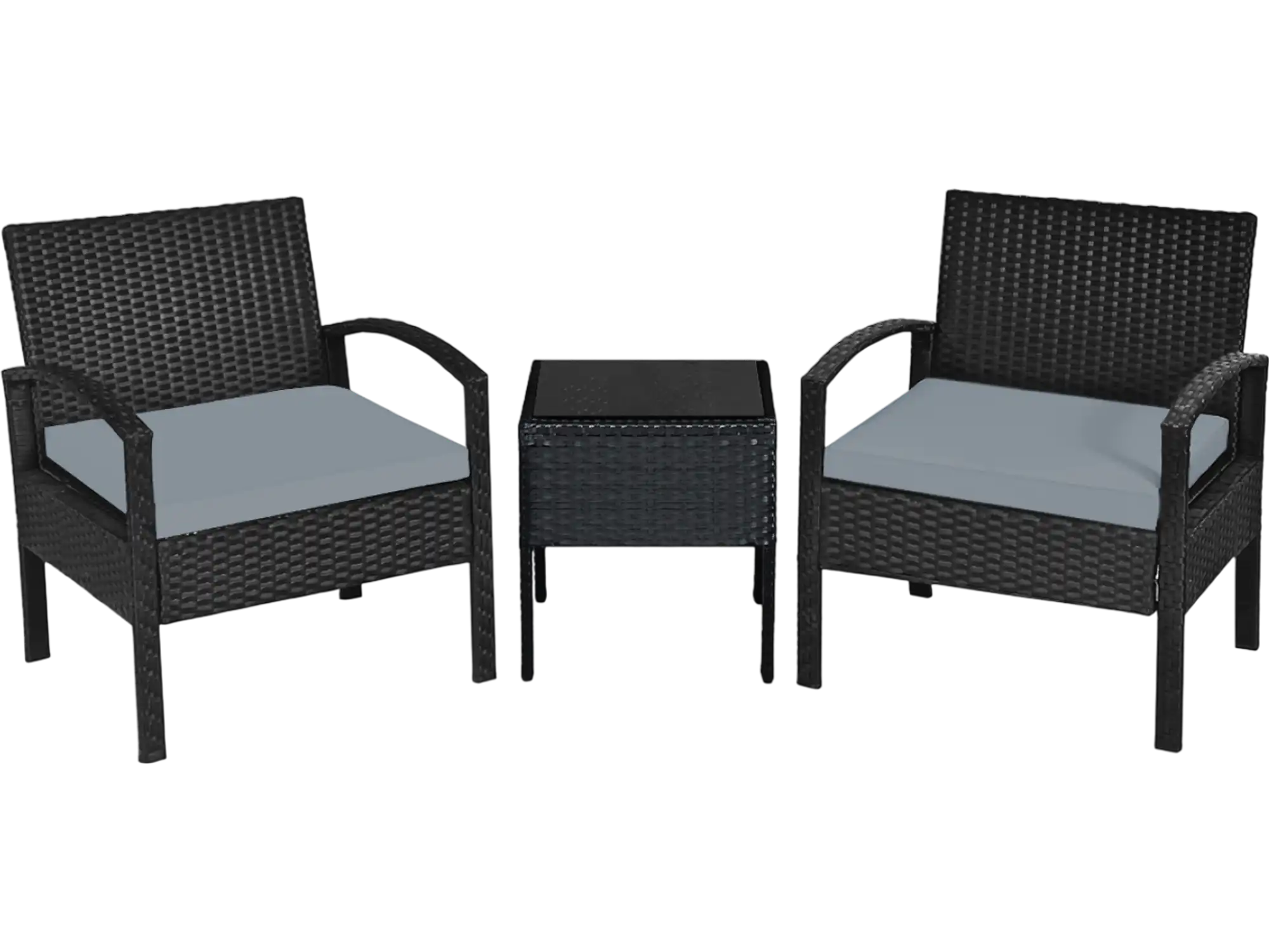 Costway 3-Pc Outdoor Rattan Patio Conversation Set w/ Seat Cushions 83926715 New