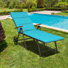 Outdoor Chaise Lounge Chair Rattan Lounger Recliner Chair-Turquoise - Gallery View 1 of 15