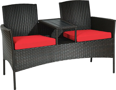 Costway Modern Patio Conversation Set Built-In Coffee Table Cushions 97642380 New