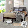 14-inch full-size wood platform bed frame in brown with solid wood slat support and large under-bed storage space.