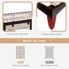 14-inch full-size wood platform bed frame in brown with sturdy slat support and large under-bed storage space.