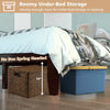 Wood platform bed frame with 14-inch height, featuring under-bed storage space for organization and easy access.