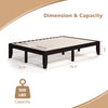 14-inch full-size wood platform bed frame in brown with slat support, 500 lbs capacity, ideal for under-bed storage.
