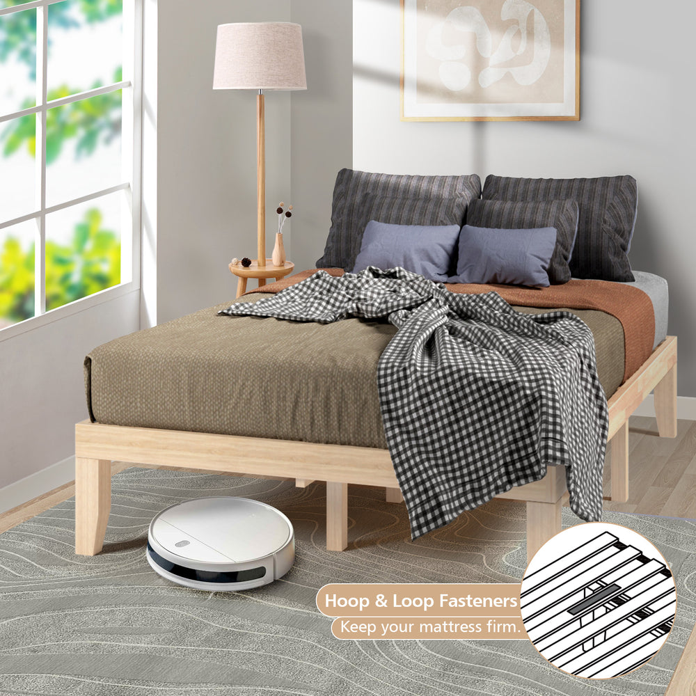 14 Inch Full Size Wood Platform Bed Frame with Wood Slat Support-Natural - Gallery View 1 of 9