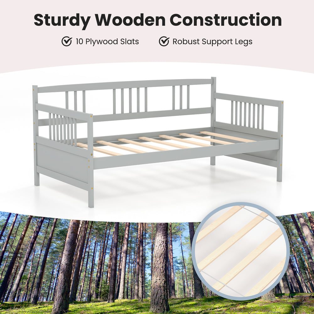 Costway Twin Size Daybed Frame with Wooden Slats Support New