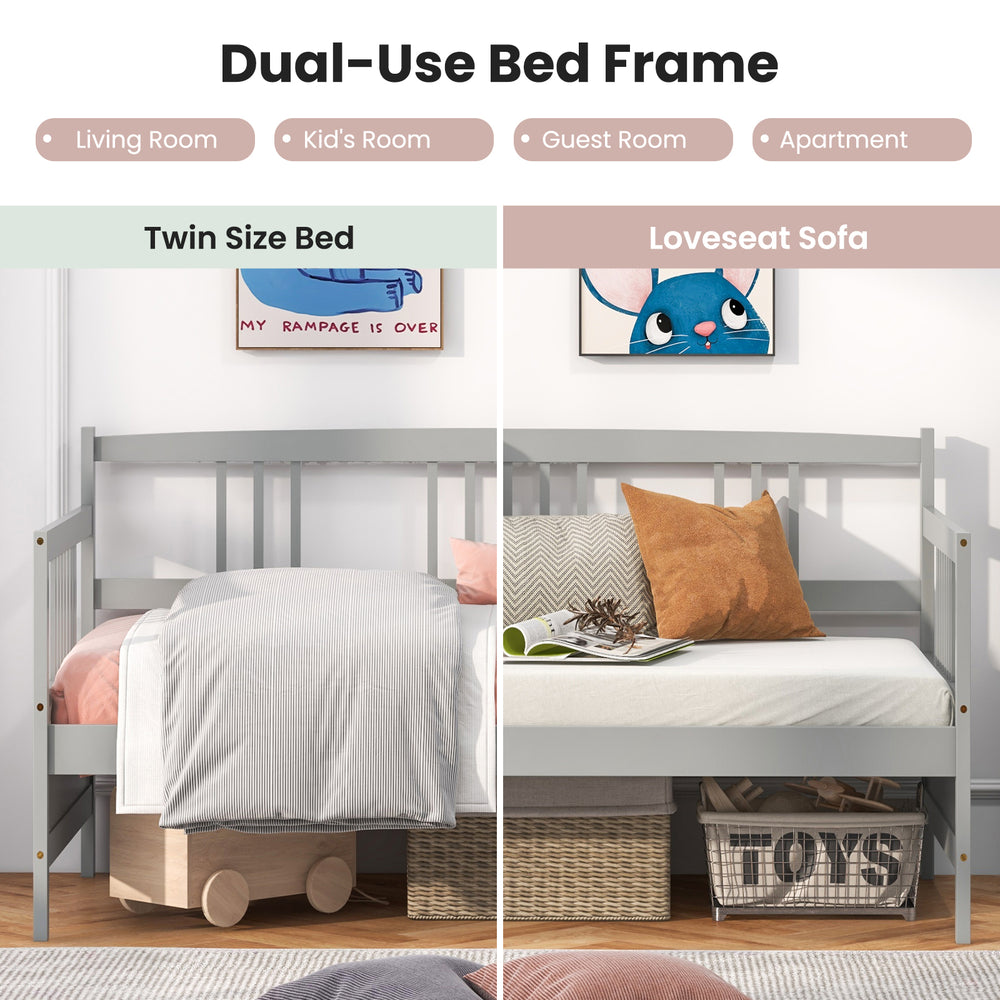 Costway Twin Size Daybed Frame with Wooden Slats Support New
